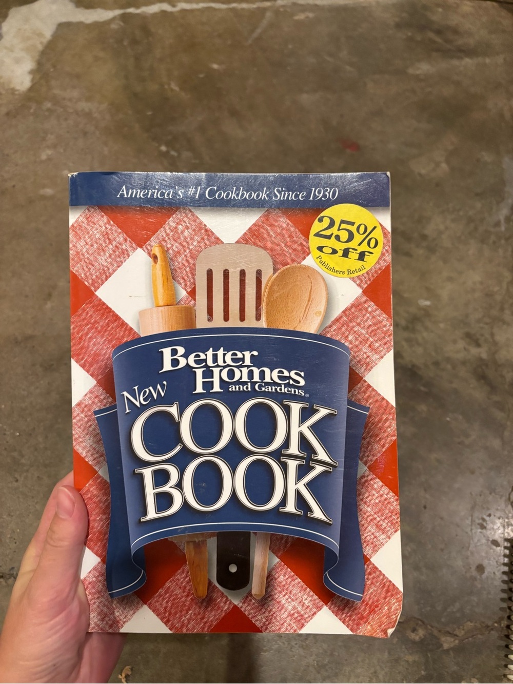 Better Homes And Gardens Cookbook with Blue Banner and Red Check Cover